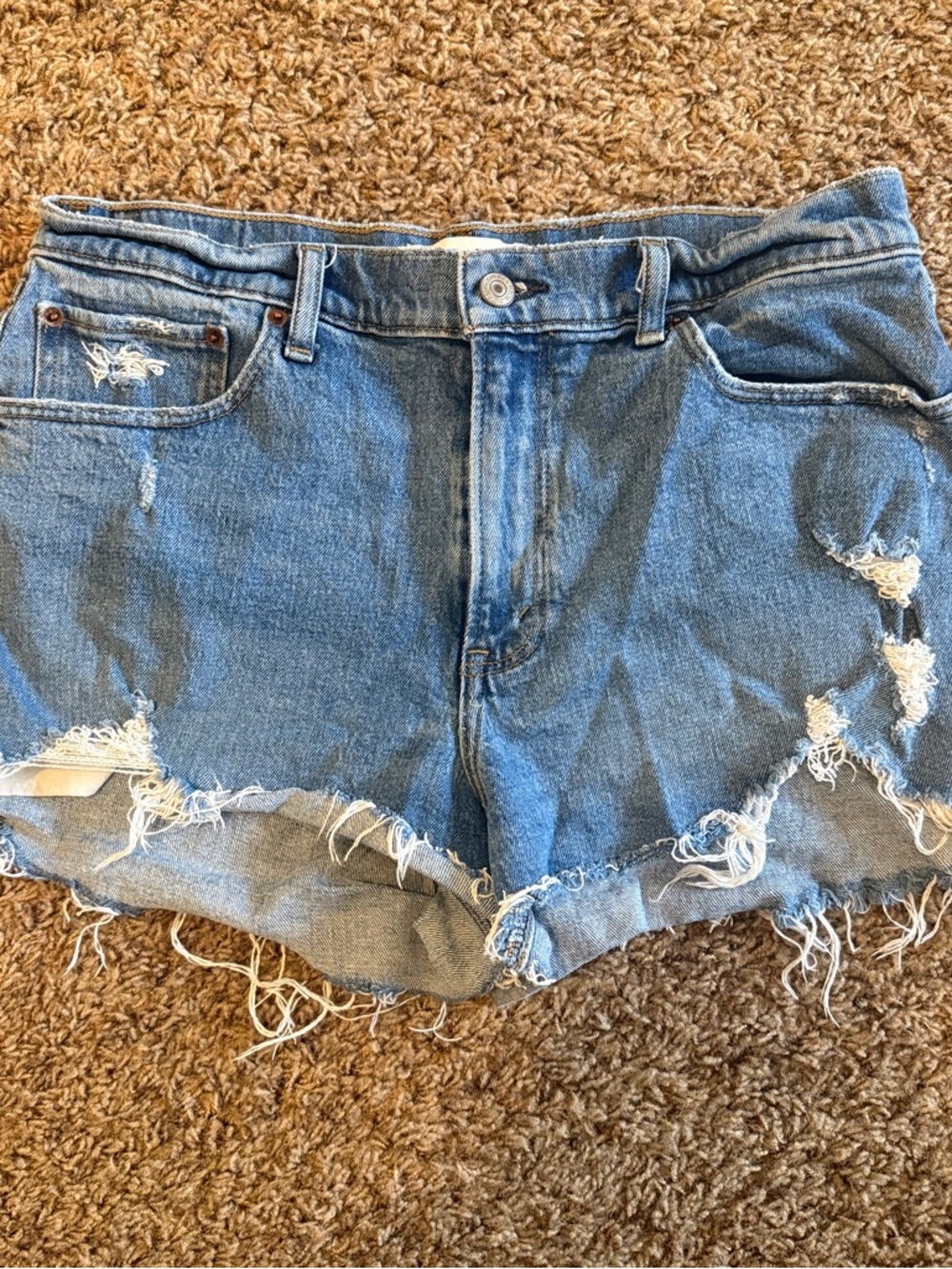 Abercrombie & Fitch Light Blue Distressed Denim Shorts